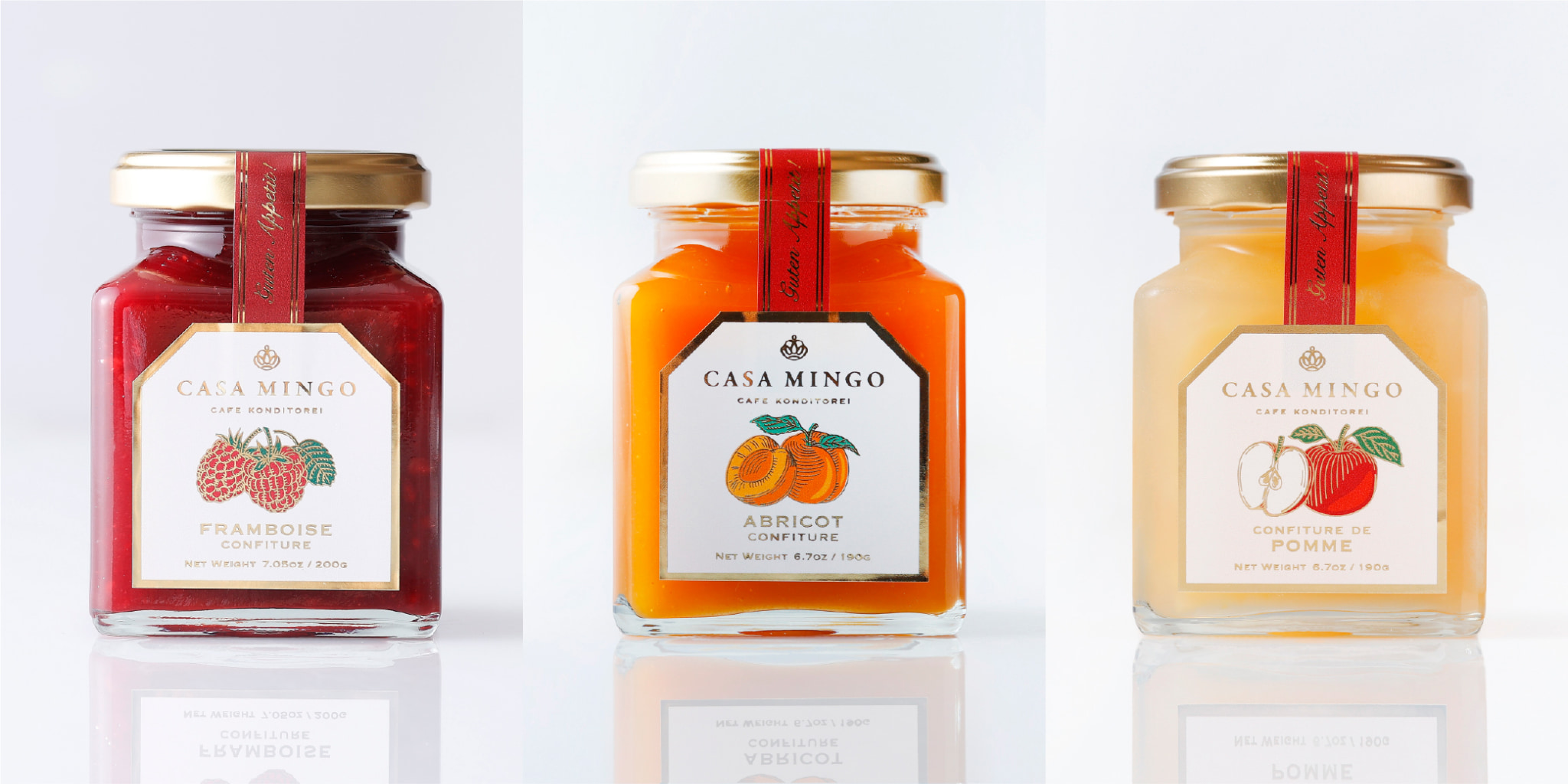 最高級秋映りんごジャム（最高級アップルコンフィチュール）＆最高級ラズベリージャム（最高級フランボワーズコンフィチュール）＆最高級アプリコットジャム（最高級アプリコットコンフィチュール）セット